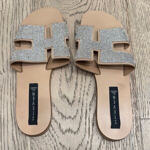 Steven Women's Beige and Silver Embellished Sandals